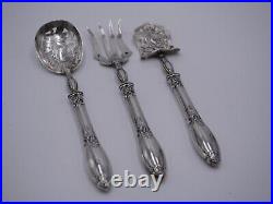 Rare Service A Hors D Oeuvres 3 Pieces Tout Argent Poincon Minerve Art Nouveau