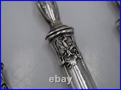 Rare Service A Hors D Oeuvres 3 Pieces Tout Argent Poincon Minerve Art Nouveau