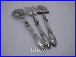 Rare Service A Hors D Oeuvres 3 Pieces Tout Argent Poincon Minerve Art Nouveau