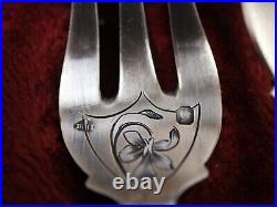 Rare Service Hors D Oeuvres 4 Pieces Argent Massif Poincon Minerve Art Nouveau