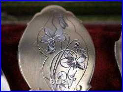 Rare Service Hors D Oeuvres 4 Pieces Argent Massif Poincon Minerve Art Nouveau