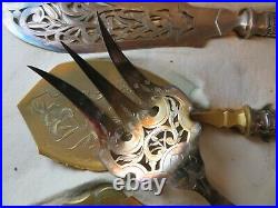 Rare ancien service a gateau argent fourré minerve iris art nouveau XIXe couteau