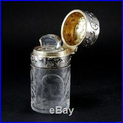 SUPERBE Flacon à sels ART-NOUVEAU 1900 Argent Massif cristal BACCARAT
