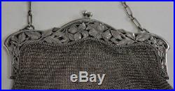 Sac aumônière art nouveau en argent massif (antique french silver handbag)