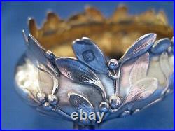Salerons art nouveau gui argent massif vermeil petites cuillères Murat 1897