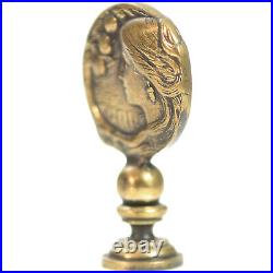 Sceau à cacheter (seal) bronze argenté Art Nouveau