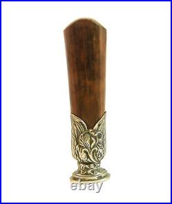 Sceau à cacheter (seal) en bois et argent d'époque Art Nouveau