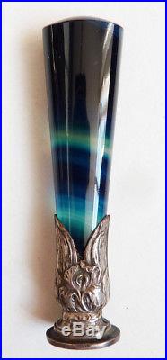 Sceau cachet Argent massif et agate bleue Art Nouveau 1900 silver seal