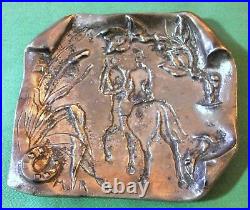 Service fumeur Bronze argenté 1900 art-nouveau M. RINGEL- thème cheval équitation