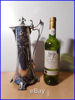 Service liqueur métal argenté art nouveau décor pampre feuille vigne jugendstil