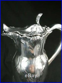 Splendide Pichet Metal Argente 1900 Gallia Christofle Art Nouveau No Vase Fleurs