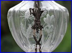 Splendide et rare aiguière en cristal et argent massif, décor D'iris, art nouveau