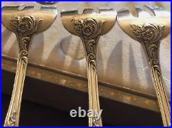 Splendide service à Huîtres, 12 fourchettes en argent massif, Art Nouveau