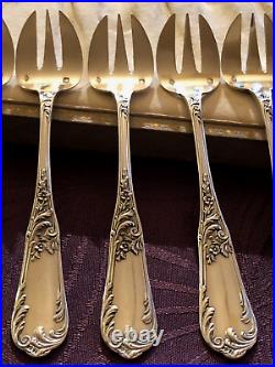 Splendide service à Huîtres, 12 fourchettes en argent massif, Art Nouveau