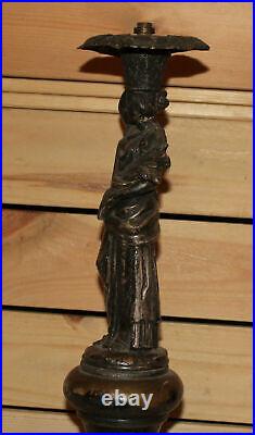 Statuette antique Art Nouveau en laiton plaqué argent faite à la main femme