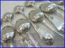 Superbe 12 cuillères à café métal argenté art nouveau Saglier coffee spoons