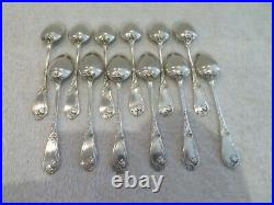 Superbe 12 cuillères à café métal argenté art nouveau Saglier coffee spoons