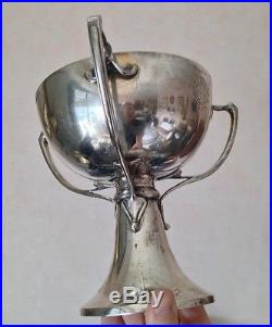 Superbe Coupe Trophée Argent Massif Art nouveau Jugendstil Poinçon Lion Anglais