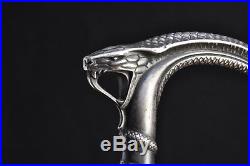 Superbe ancienne canne serpent argent Art Nouveau Antique snake cane silver