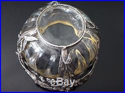 Superbe art nouveau verrerie panier argent jugendstil glass silver basket 1900