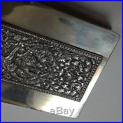 Superbe boite argent massif décor guerrier sterling silver box signé DAC 275 g