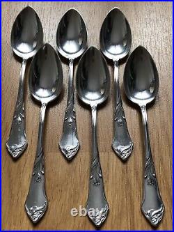 Superbe rare 6 anciennes petites CUILLERES ART NOUVEAU ARGENT MASSIF Kaltenbach