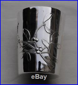 TIMBALE EN ARGENT MASSIF ART NOUVEAU GUI Sterling Silver Wine Cup Mistletoe