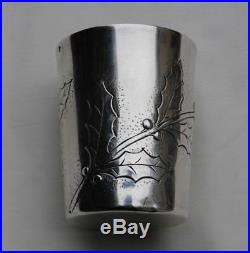 TIMBALE EN ARGENT MASSIF ART NOUVEAU HOUX Sterling Silver Wine Cup Holly