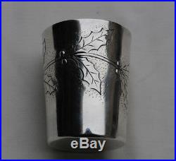 TIMBALE EN ARGENT MASSIF ART NOUVEAU HOUX Sterling Silver Wine Cup Holly