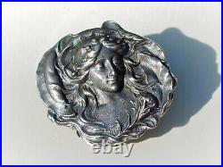 TRES BELLE PETITE BROCHE BOUTON ANCIENNE 1900 D'EPOQUE ART NOUVEAU en ARGENT