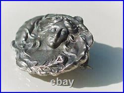 TRES BELLE PETITE BROCHE BOUTON ANCIENNE 1900 D'EPOQUE ART NOUVEAU en ARGENT