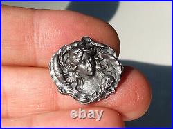 TRES BELLE PETITE BROCHE BOUTON ANCIENNE 1900 D'EPOQUE ART NOUVEAU en ARGENT