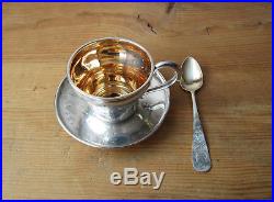 Tasse à café et sa cuillère en argent massif prénom Elisabeth Art nouveau ancien