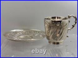 Tasse et sous- tasse Gallia Christofle en métal argenté art nouveau