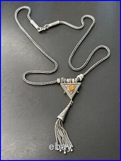 Très Beau Collier Chaîne En Argent Massif 925 Maille Art Nouveau deco ethnique