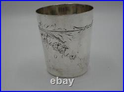 Tres Belle Timbale 128 Grs Argent Massif France Poincon Minerve Art Nouveau