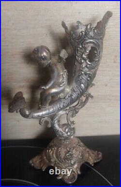 Vase 19e bronze argenté WMF Germany Ange Art Nouveau 1900 Jungdenstill cherubin