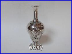 Vase art nouveau argent massif décor de fleur d'iris François Lbat orfevre