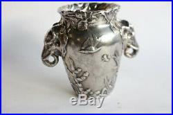 Vase aux éléphants Art nouveau argenté (32152)