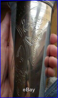 Vase en argent massif russe titre 84 Zolotnik Décor stylisé gravé art nouveau