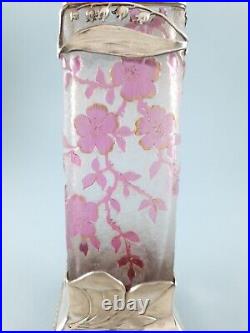 Vase en verre et argent massif Art Nouveau Minerve