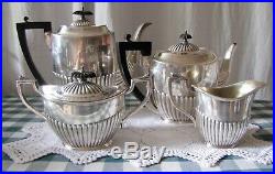 Victor Saglier Service à café-thé 4 pièces, métal argenté-Style Art nouveau