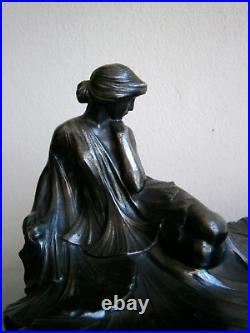 Vide poche Femme fleur Art Nouveau Orfèvrerie WMF 1900 Métal argenté Ancien