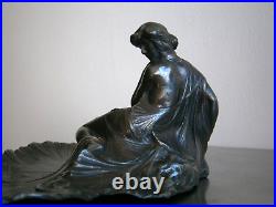 Vide poche Femme fleur Art Nouveau Orfèvrerie WMF 1900 Métal argenté Ancien