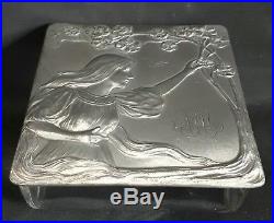 WMF boîte métal argenté et verre femme 1900 Art Nouveau
