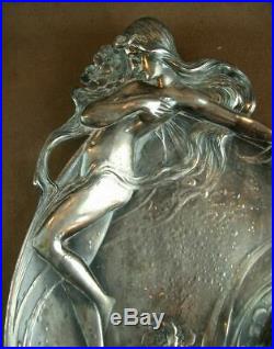 Wmf Belle Coupe En Metal Argente D'epoque Art Nouveau Decor De Femme
