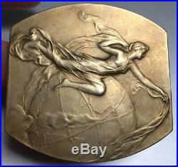 Xtra Rare Médaille Art Nouveau en Argent 1906 1931 par Devresse RARE in SILVER